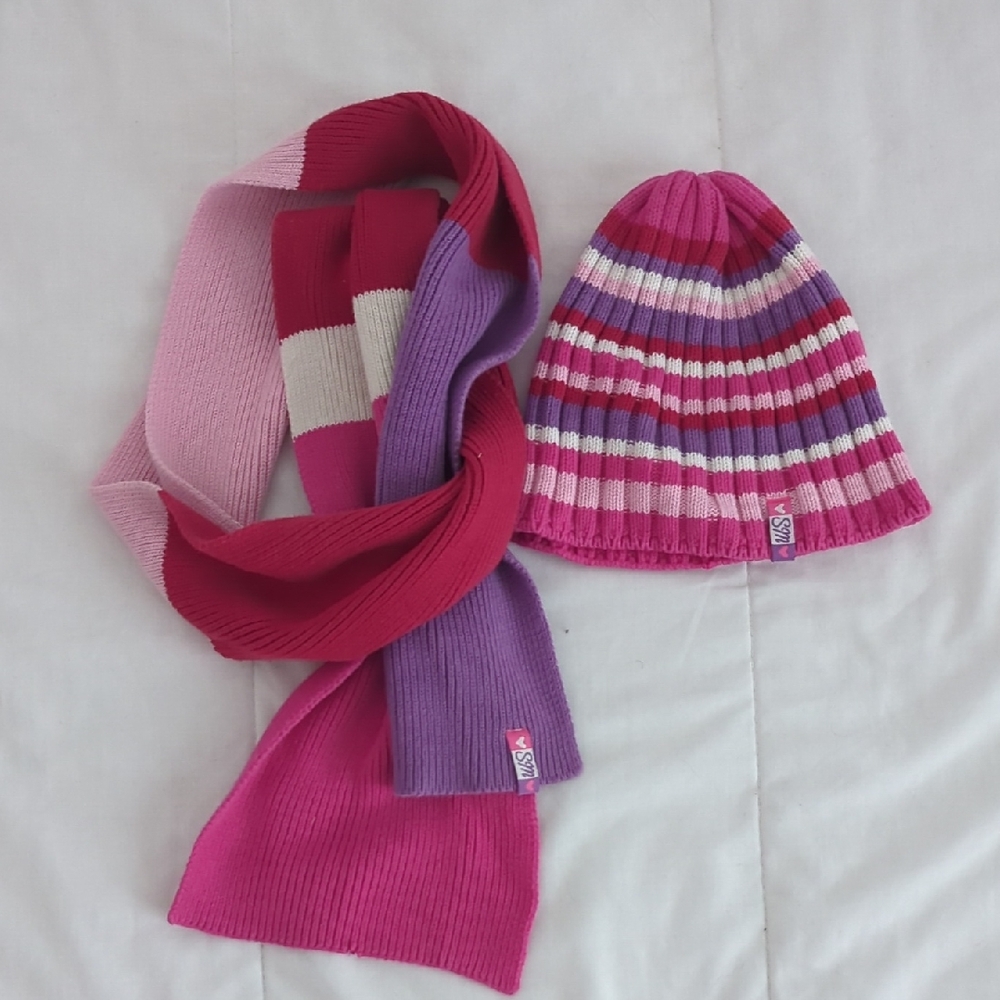 Souris Mini Pink and Purple Striped Beanie